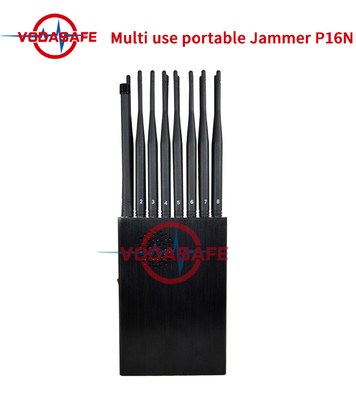 VHF Lojack Mobile Phone Signal Jammer 16w 12000mAh Cell Phone GPS Jammer