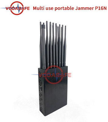 VHF Lojack Mobile Phone Signal Jammer 16w 12000mAh Cell Phone GPS Jammer